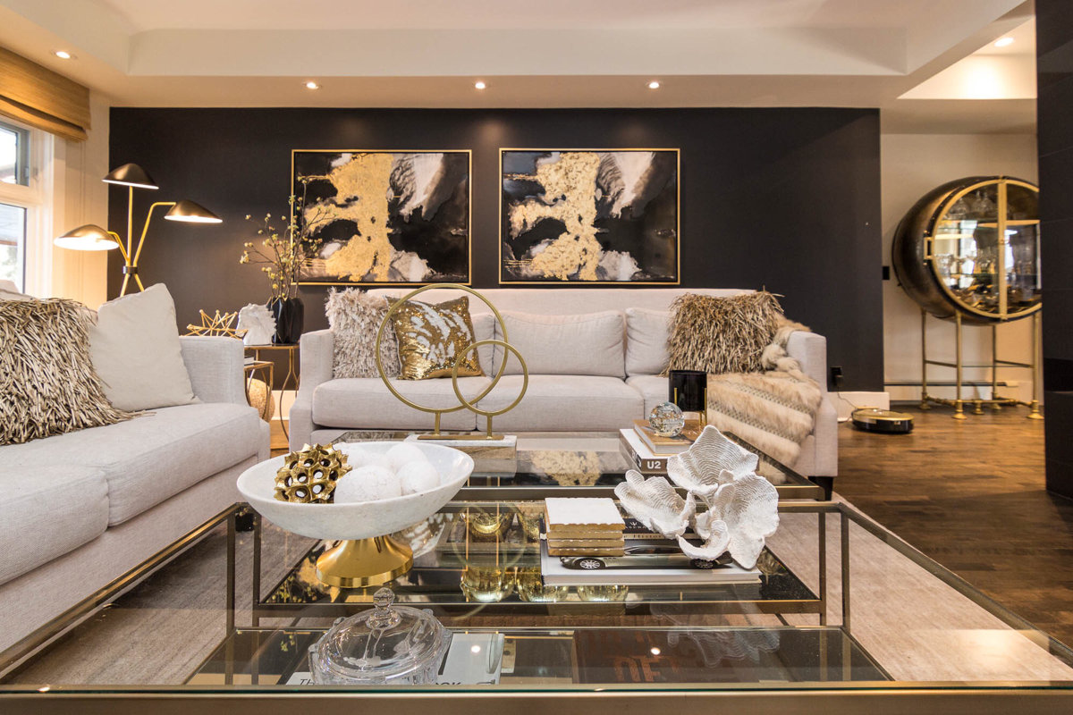 Glam Living Room Design Photo by DecoRight Interiors
